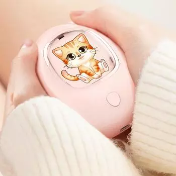 Зимняя грелка для рук с зарядкой через USB, мини-грелка для рук, перезаряжаемая, электрическая, 2-скоростная, мультяшная, грелка для рук, цветные ночные огни белый