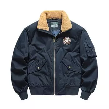 Зимняя хлопковая хлопковая куртка большого размера с воротником из овечьего меха, утолщенное хлопковое пальто, мужская куртка M синий