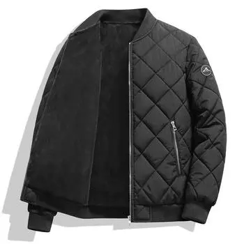 Зимняя хлопковая куртка большого размера, повседневная мужская бейсбольная куртка из толстого бархата, мужская хлопковая куртка с воротником-стойкой 8XL чёрный
