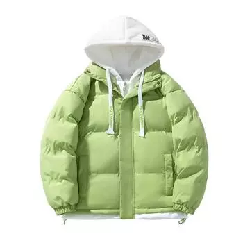 Зимняя хлопковая куртка для мужчин и женщин с одинаковой зимней курткой Поддельные две части верхней хлопковой куртки Мужские модели Tide Мужская одежда Bread M синий