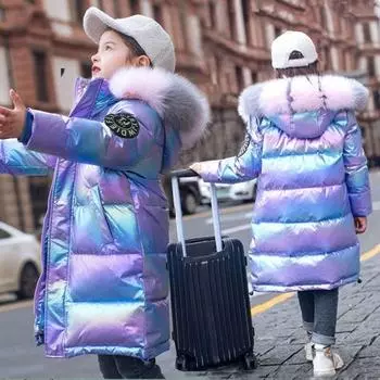 Зимняя хлопковая куртка-пуховик для девочек, водонепроницаемое пальто с капюшоном, детская верхняя одежда, одежда для подростков 4-14 лет, детская парка, зимний комбинезон 150 розовый
