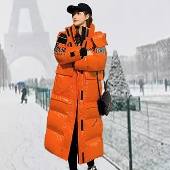Зимняя куртка Padde, женские парки, утепленные пуховые парки, женские блестящие куртки, однотонное длинное пальто, женская мода, новая уличная одежда S жёлтый