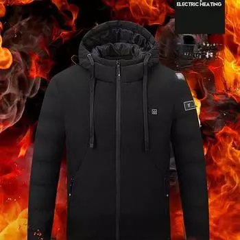 Зимняя хлопковая куртка с капюшоном и умным подогревом, хлопковая куртка с термостатической зарядкой, утепленная куртка M серый