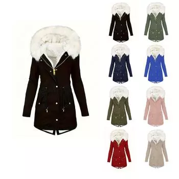 Зимняя хлопковая куртка с капюшоном на молнии 2024 г. S чёрный