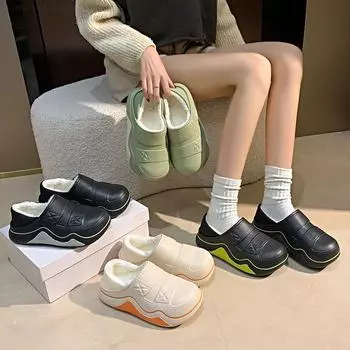 Зимняя хлопковая обувь 2024 года для пар: Мужская и женская спортивная обувь с мягкой подкладкой и толстой подошвой, универсальная 44-45 зелёный/чёрный