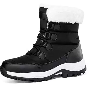 Зимняя хлопковая обувь. Бархатные теплые женские ботинки с высоким берцем. Нескользящие износостойкие зимние ботинки. 35 белый