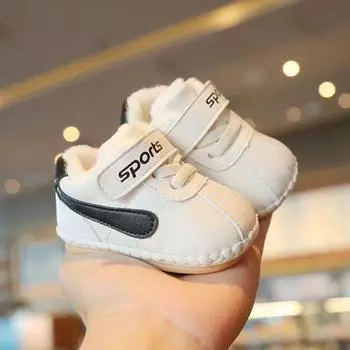 Зимняя хлопковая обувь для мальчиков 0-1 года 6-12 месяцев. Мягкая подошва для малышей.. Ботинки из хлопка с флисом для девочек 14 чёрный