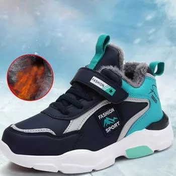 Зимняя хлопковая обувь для мальчиков, детские бархатные теплые зимние сапоги, нескользящая хлопковая обувь, размеры 28–40 29 красный/чёрный