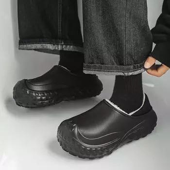 Зимняя хлопковая обувь, модные зимние ботинки для пар, плюшевые прогулочные ботинки, теплые нескользящие повседневные громоздкие туфли 36-37 чёрный