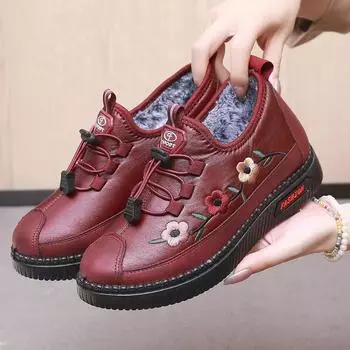 Зимняя хлопковая обувь. Толстая теплая бабушкиная обувь. Нескользящие зимние сапоги с мягкой подошвой для пожилых женщин. 41 чёрный