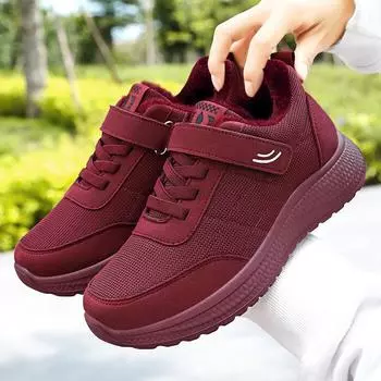 Зимняя хлопковая обувь. Туфли для мам среднего и пожилого возраста. Утолщенные прогулочные туфли с флисовой подкладкой. Легкая полиуретановая обувь для пожилых людей. 36