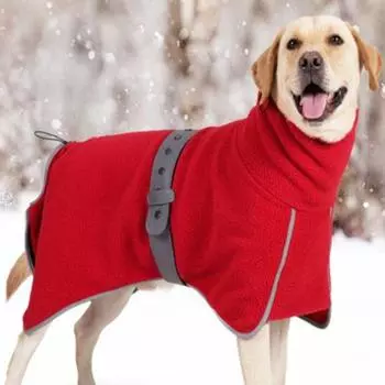 Зимняя хлопковая одежда для собак, теплая накидка с защитой от холода, хлопковое пальто с высоким воротником, мягкая и утолщенная накидка для средних и больших собак S