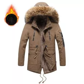 Зимняя хлопковая одежда Куртка утолщенная и бархатная Средняя и длинная хлопковая одежда Стираная хлопковая одежда Мужская мода Свободная и универсальная M