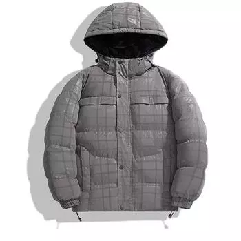 Зимняя хлопковая одежда Мужская хлопковая одежда с капюшоном для пар в гонконгском стиле Теплые куртки Мужские топы Повседневная свободная хлопковая одежда L