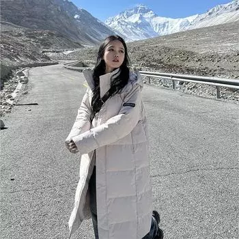 Зимняя хлопковая одежда, женская длинная свободная утепленная одежда с капюшоном, хлопковое пальто S suggestion [below 50kg] чёрный