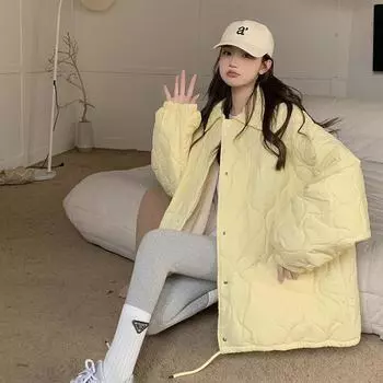 Зимняя хлопковая одежда женская новая модная одежда из хлеба свободная и тонкая подкладка из овечьей шерсти пальто большого размера S белый