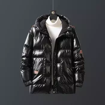 Зимняя хлопковая стеганая куртка, повседневная глянцевая хлопковая стеганая куртка, мужская куртка с капюшоном для хлеба M