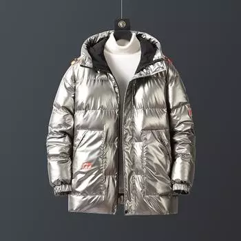Зимняя хлопковая стеганая куртка, повседневная глянцевая хлопковая стеганая куртка, мужская куртка с капюшоном для хлеба M
