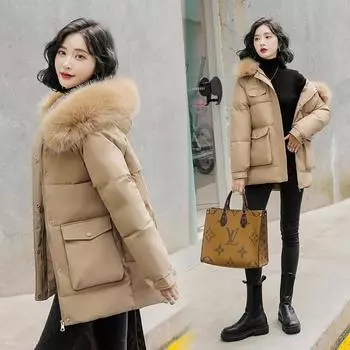 Зимняя хлопковая стеганая куртка Женское пальто Parker Свободная хлопковая стеганая куртка M белый