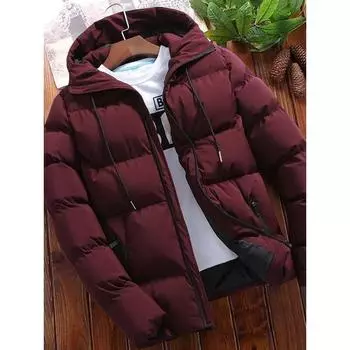 Зимняя хлопковая утепленная мужская короткая одежда с хлопковой подкладкой, модная мужская куртка с капюшоном и хлопковой подкладкой M чёрный