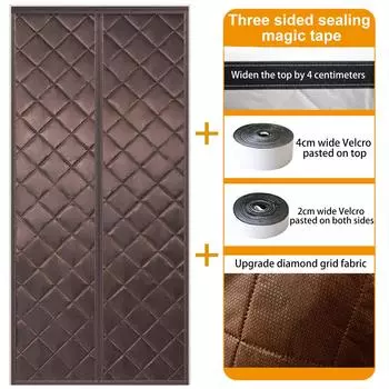 Зимняя хлопковая занавеска на дверь 210x100 см - водонепроницаемая, ветрозащитная, утолщенная магнитная занавеска для дома One Size