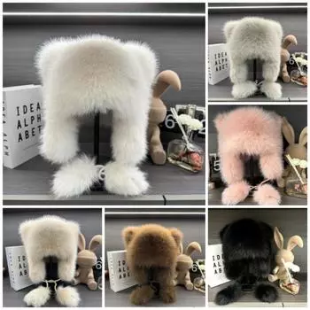 Зимняя холодная и теплая имитация лисьего меха защитная шапка для ушей маленькая шапка енота-повелителя модная интернет-знаменитость шапка One size чёрный