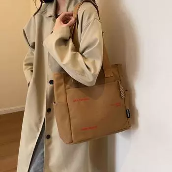 Зимняя холщовая сумка большой вместимости для женщин 2023 года, новая модная и универсальная сумка через плечо, школьная сумка для поездок на работу