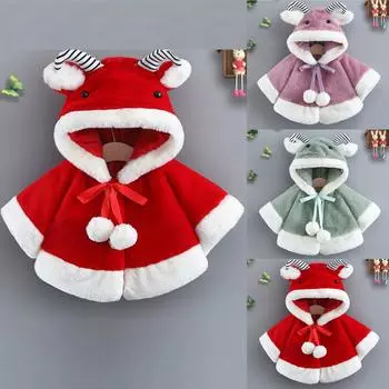 Зимняя искусственная накидка с героями мультфильмов для маленьких мальчиков и девочек, ветрозащитное пальто, теплый плащ с капюшоном 110 розовый