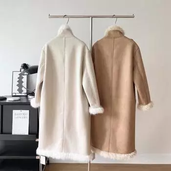 Зимняя искусственная шуба меховая интегрированная шуба из овечьей шерсти женская зимняя белая шуба S