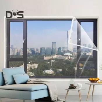 Зимняя изоляционная занавеска Прозрачная тепловая занавеска Оконный экран Самоклеящаяся защитная пленка для окон Оконный брезент Сохраняет тепло Холод и защищает от ветра S чёрный