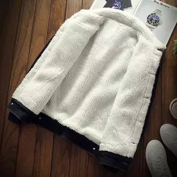 Зимняя кашемировая джинсовая куртка для мужчин с толстой теплой джинсовой курткой из кашемира ягненка на осень и зиму L синий