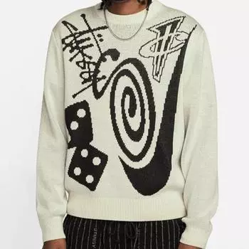 Зимняя кавайная одежда, мужской пуловер в стиле Харадзюку, модные новости, тренд, готический ретро, большой свитер Y2K, топ M белый