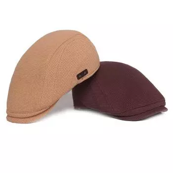 Зимняя кепка для мужчин и женщин, утепленная хлопковая кепка с утиным язычком, берет, зимняя теплая шапка M56-58cm тёмно-синий