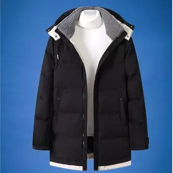 Зимняя классика теплая флисовая съемная шапка парки куртка пальто мужская осенняя верхняя одежда наряды карманы парки куртки мужские 4XL чёрный