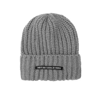 Зимняя корейская шапка в японском стиле в стиле ретро, однотонная, вязаная шерстяная, окружность головы L Y0W5 Gray-One size