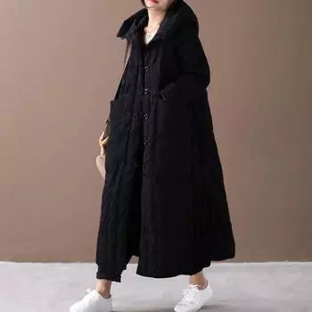 Зимняя корейская свободная женская куртка пуховик длинное пальто с капюшоном утолщенные парки женское свободное ветрозащитное теплое пальто XXL чёрный