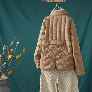 Зимняя корейская версия повседневного модного пуховика женская короткая осенне-зимняя новая стойка-воротник легкая белая теплая куртка на утином пуху M чёрный