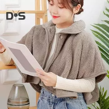 Зимняя короткая шаль с воротником-лацканом на пуговицах, имитация овечьей шерсти, однотонная, ветрозащитная, теплая, большого размера шаль жёлтый