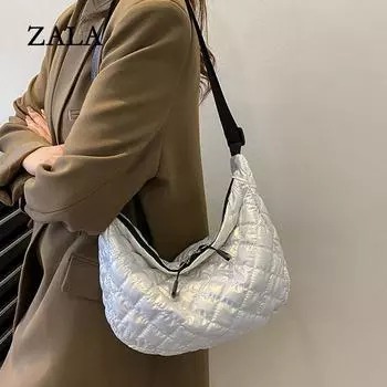 Зимняя космическая хлопковая сумка на плечо для женщин, сумка для пельменей в стиле ретро, роскошная женская сумка через плечо, сумка подмышки, сумка 24x8x19cm золотой