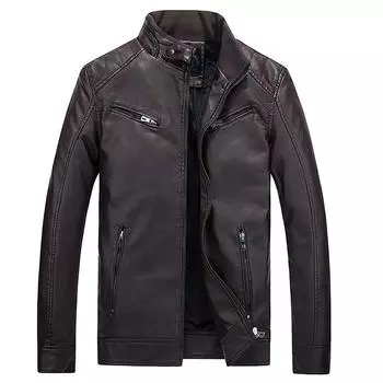 Зимняя кожаная куртка, мужская водонепроницаемая флисовая теплая мужская кожаная куртка, пальто высокого качества, мотоциклы M чёрный