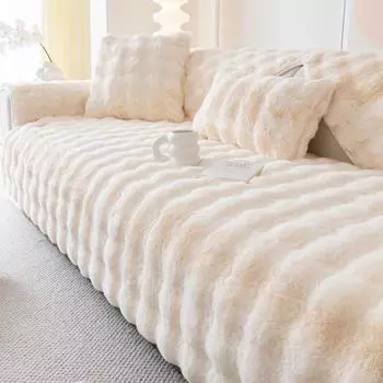 Зимняя кремовая подушка для дивана, плюшевый чехол для дивана, полотенце, новая зимняя утолщенная теплая и нескользящая плюшевая подушка 70x70cm темно-серого