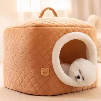 Зимняя кровать для глубокого сна для кошек, мягкая, теплая, для домашних животных, подушка, домик, уютная корзина для собак и кошек, палатка, коврик для кошек, сумка, пещера для маленьких и средних собак и кошек S(40x35x30cm)