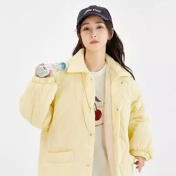 Зимняя куртка 2024 года, новая женская взрывная утепленная хлопковая куртка-бомбер с хлопковой подкладкой, утепленная и свободная, с хлопковой подкладкой и с хлопковой подкладкой. M белый