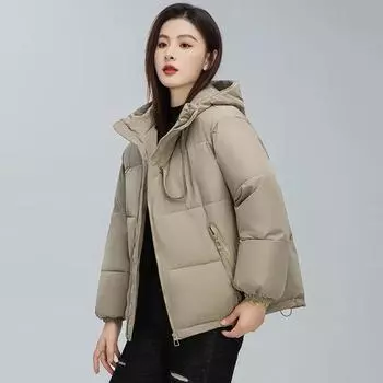 Зимняя куртка 2024 года, новые женские парки из хлопка с капюшоном, толстые теплые пуховые куртки большого размера, корейские повседневные свободные студенческие куртки на молнии M абрикосовый