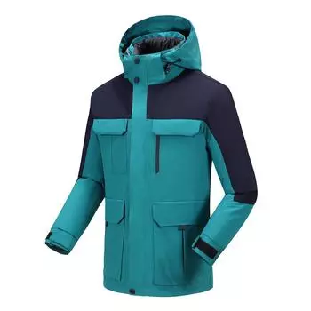 Зимняя куртка 3-в-1 с защитой от холода и внутренней подкладкой, рабочая одежда для походов на открытом воздухе, модная куртка для пар, ветрозащитная и теплая M тёмно-синий