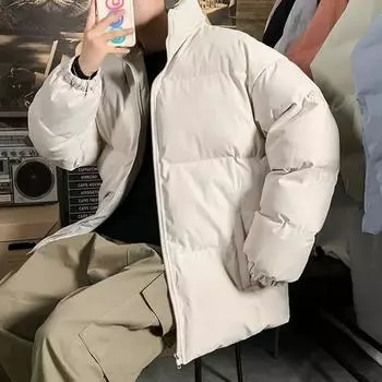 Зимняя куртка американского размера, мужские парки, утепленное теплое пальто, мужские куртки с воротником-стойкой, одноцветное пальто-парка, женская модная новая уличная одежда US S светло-синий