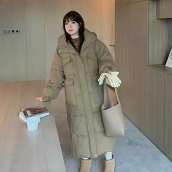 Зимняя куртка больших размеров с хлопковой подкладкой Теплая куртка средней длины с хлопковой подкладкой Женская куртка кофейного цвета с капюшоном XXXXXL чёрный