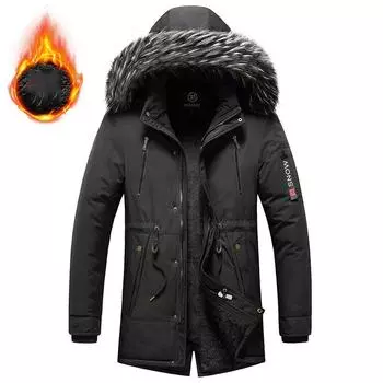 Зимняя куртка большого размера Plus Velvet Thicked Fashioned с капюшоном и теплой отделкой M хаки