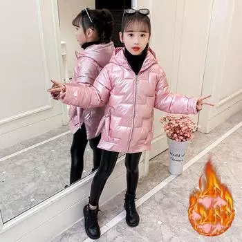 Зимняя куртка для девочек, пальто, детская парка, зимний комбинезон, модная яркая водонепроницаемая верхняя одежда, детская одежда 160cm чёрный