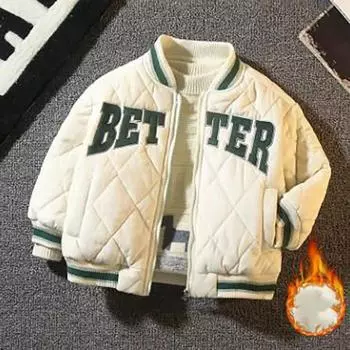 Зимняя куртка для мальчиков, детская бейсбольная одежда из хлопка, детская одежда для девочек, пальто, куртки, теплая зимняя одежда 90cm чёрный